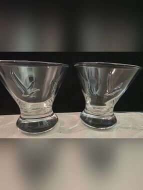 Set of 2 Grey Goose Vodka Stemless Martini Cocktail Glasses Special Edition